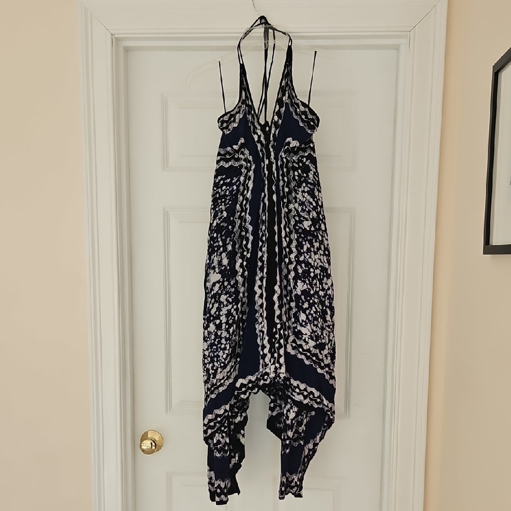 Advance Apparels Navy and White Patterned Dress